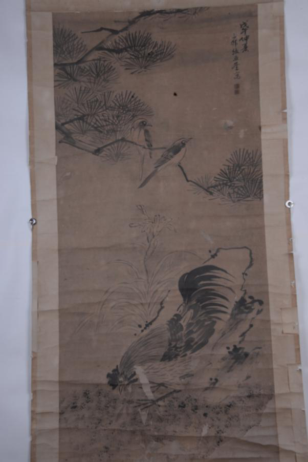 民國(guó)七年張應(yīng)奎雞鵲圖紙本中堂