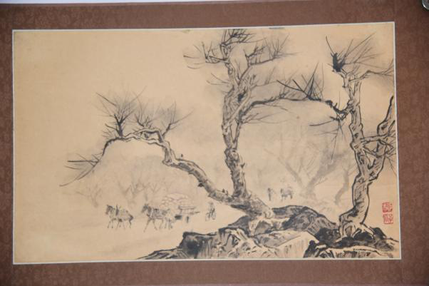 1959年柳子谷運(yùn)糧出山圖紙本鏡片